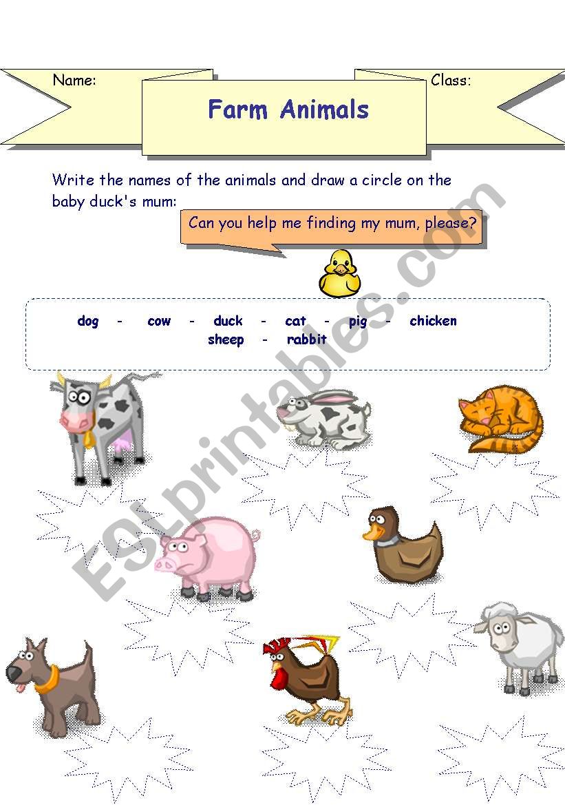 Farm animals matching activity