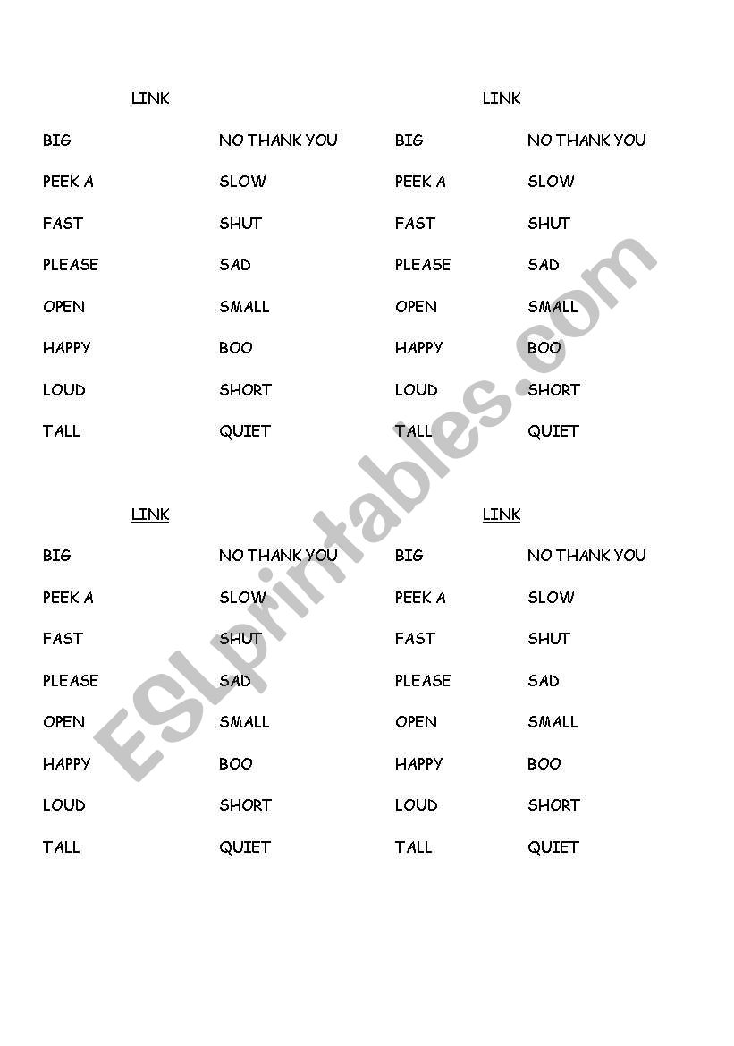 opposites worksheet