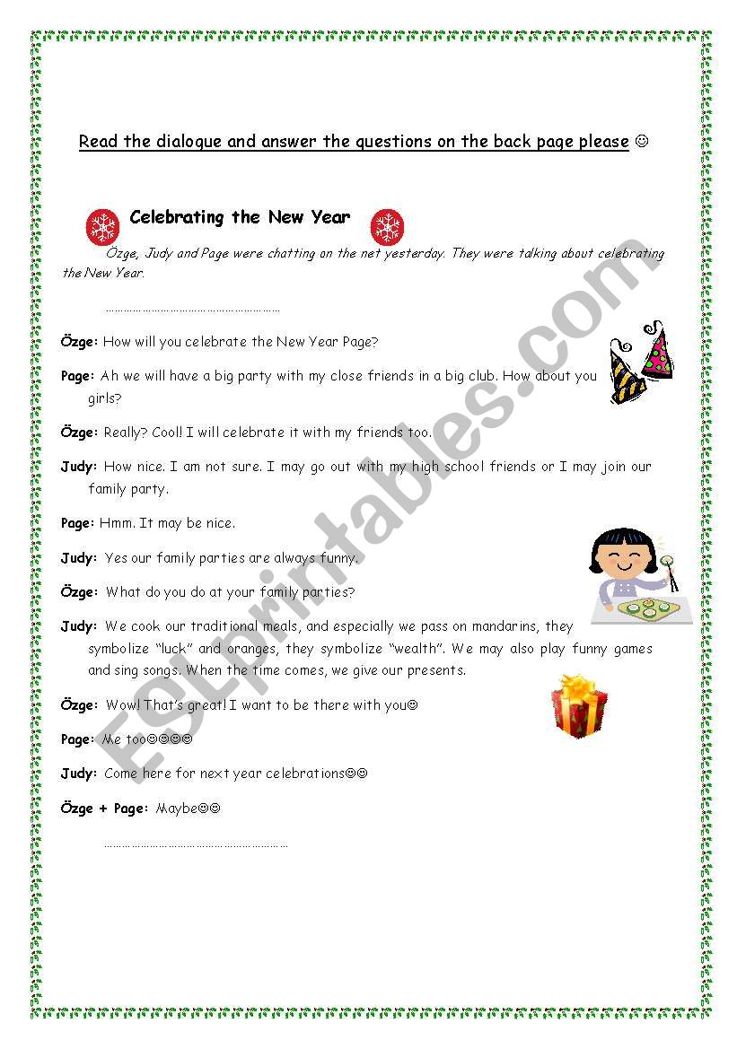 Celebrating the New Year worksheet