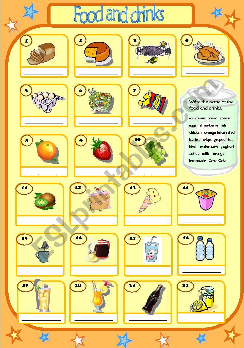 Food and drinks_matching worksheet