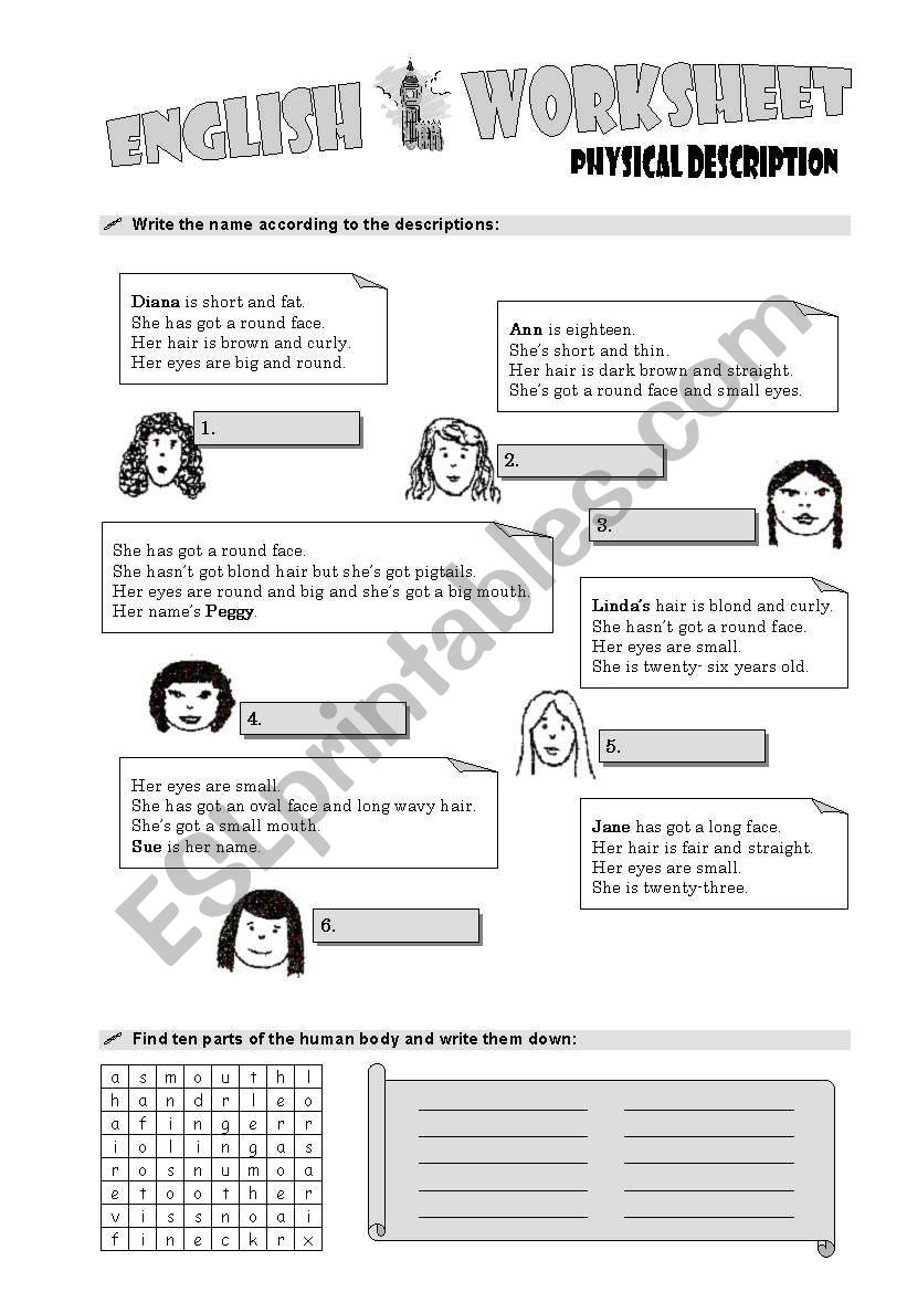 Physical Description worksheet