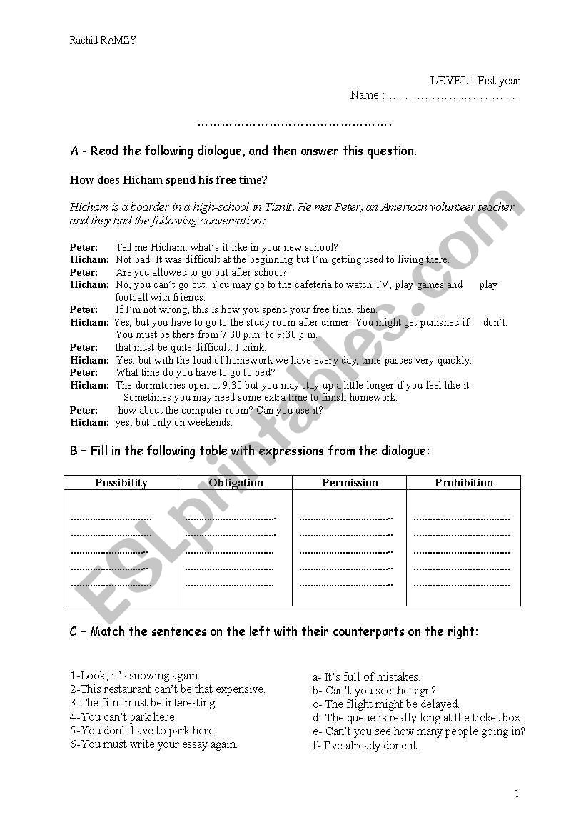 modal auxiliaries worksheet