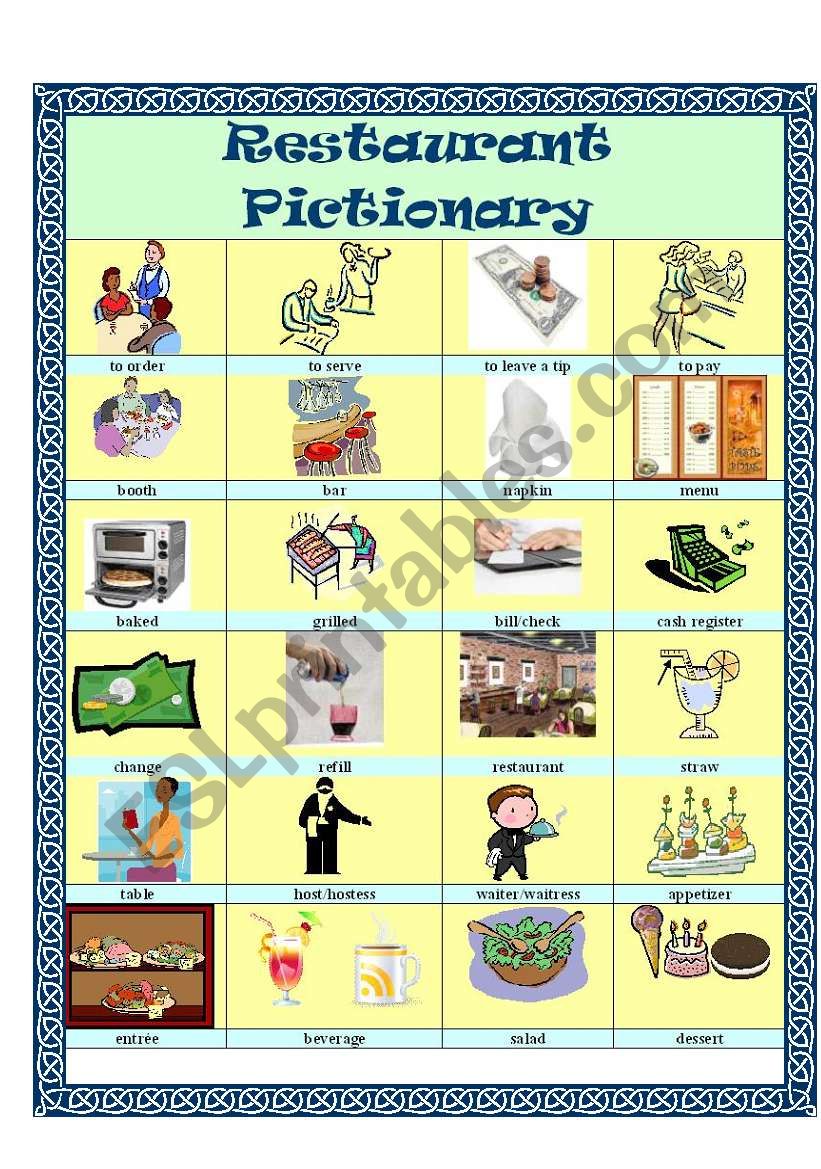 Restaurant Vocabulary worksheet