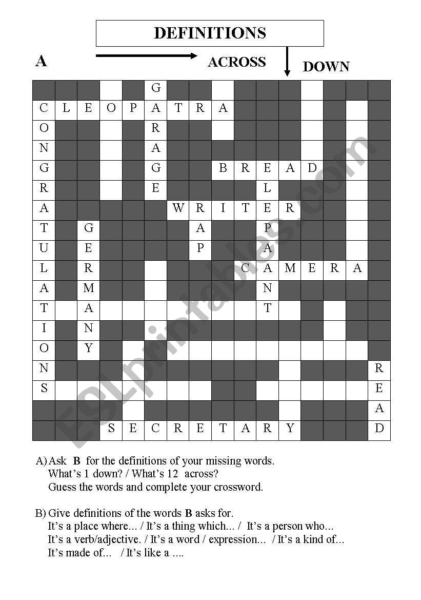 Crosswords Relatives worksheet