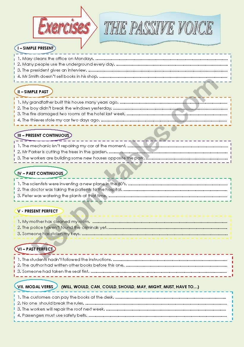 Passive Voice exercises worksheet