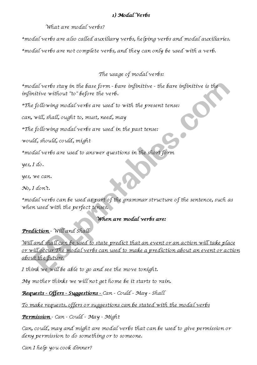 Using is modal verb Must worksheet