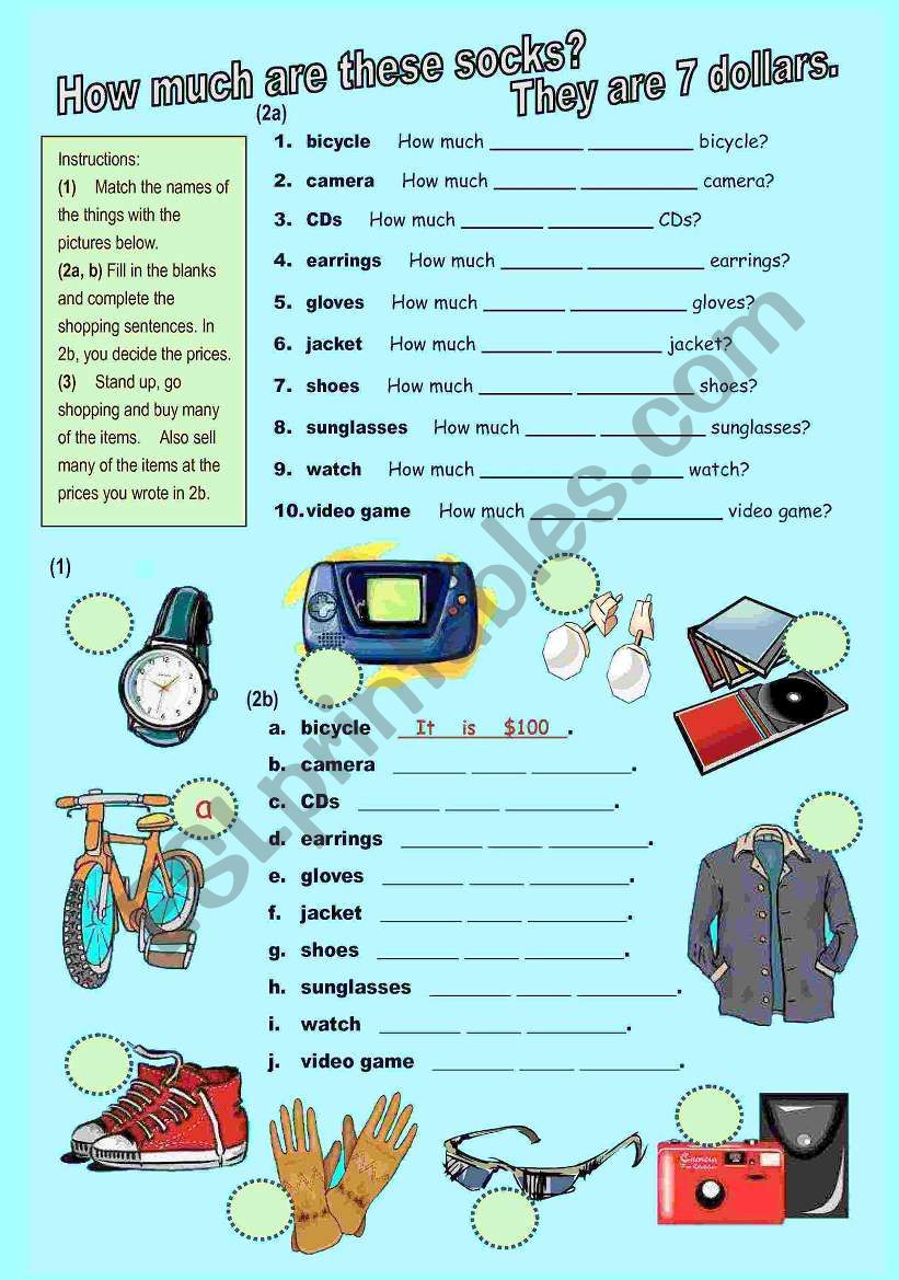 SHOPPING for SINGULAR and PLURAL items- drills and speaking activities