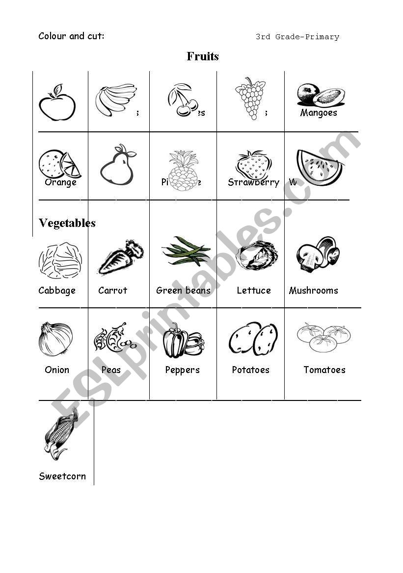 Fruits and vegetables worksheet