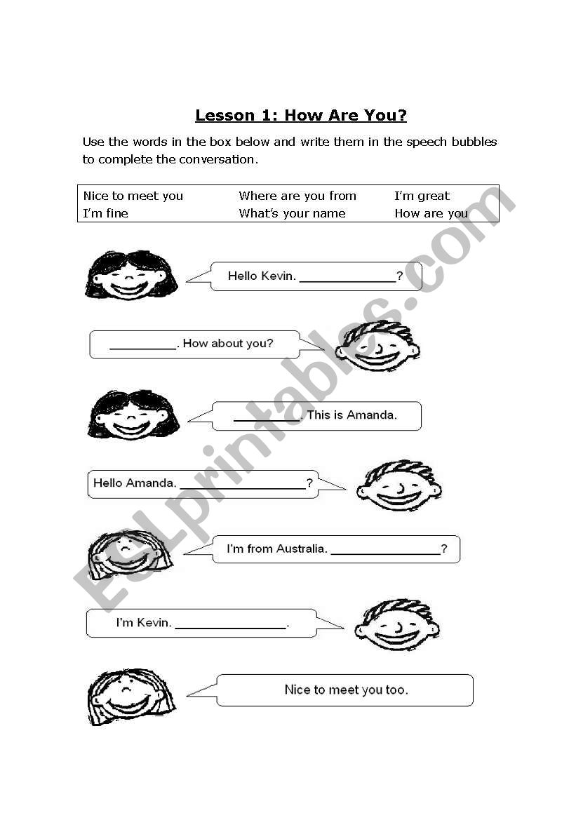 How Are You? worksheet