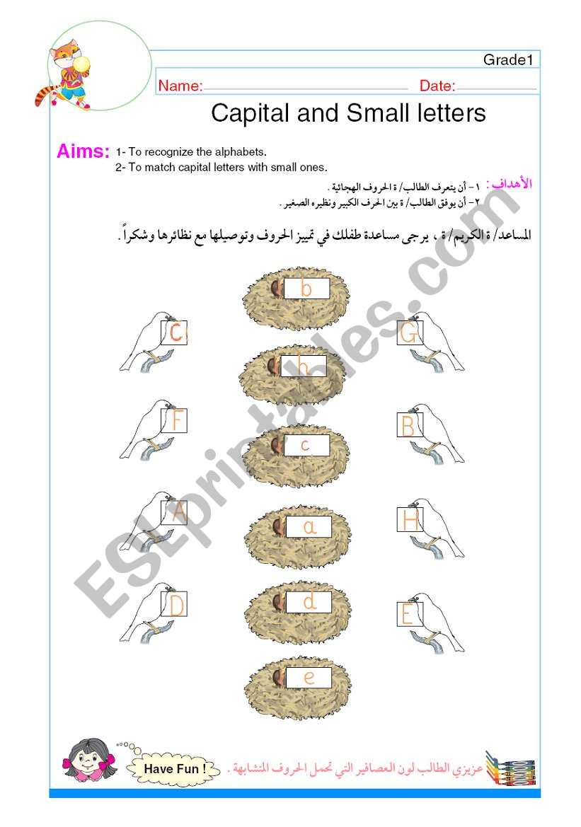 Capital and small letters worksheet