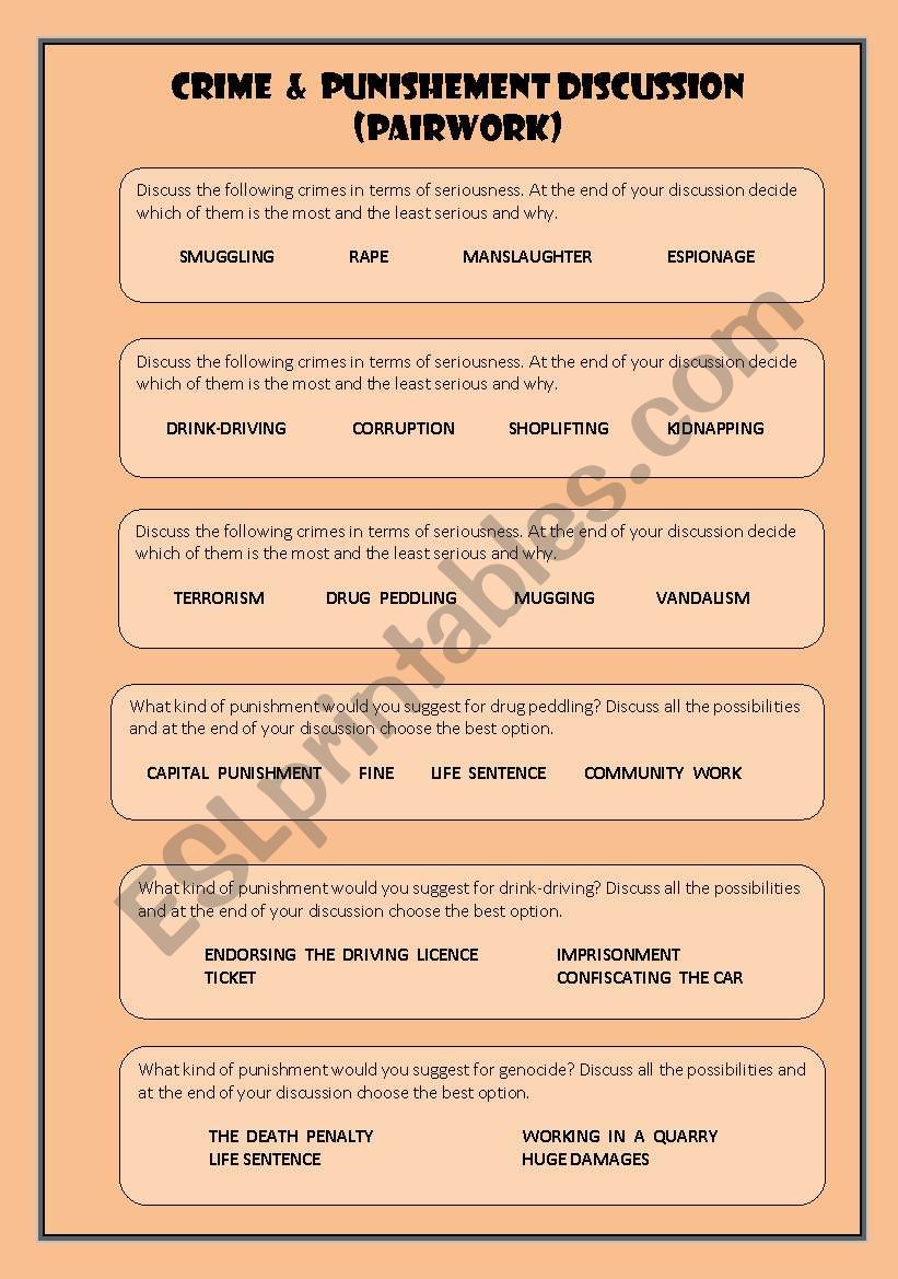 pairwork discussion series (1) crime and punishment