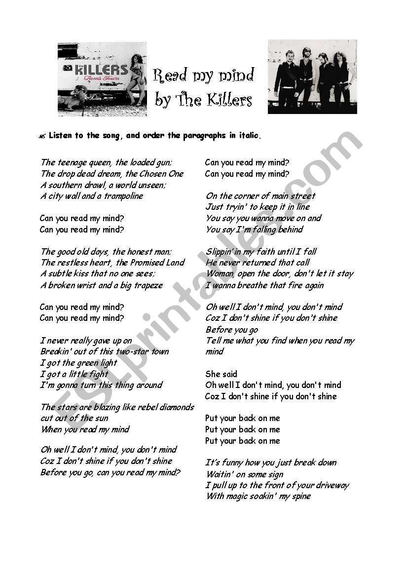 Read my mind by The Killers - Listening Activity