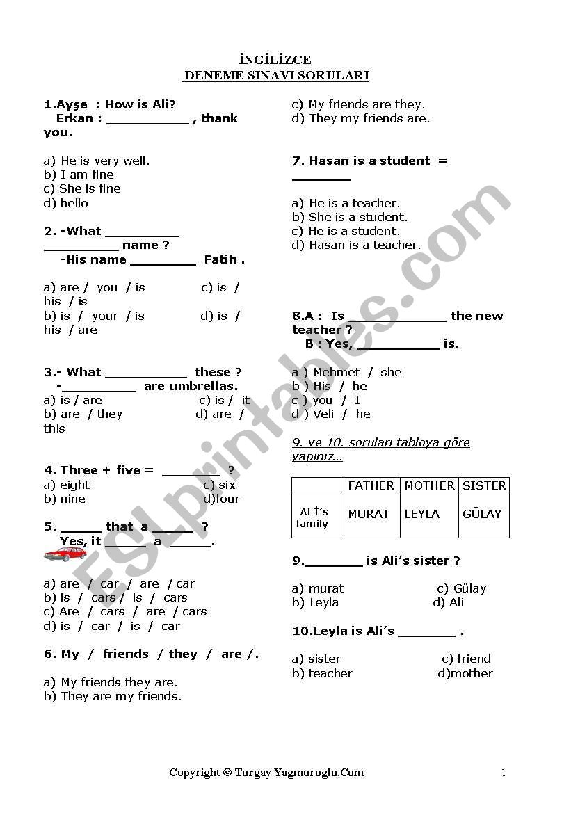 4th grade, mixed questions worksheet