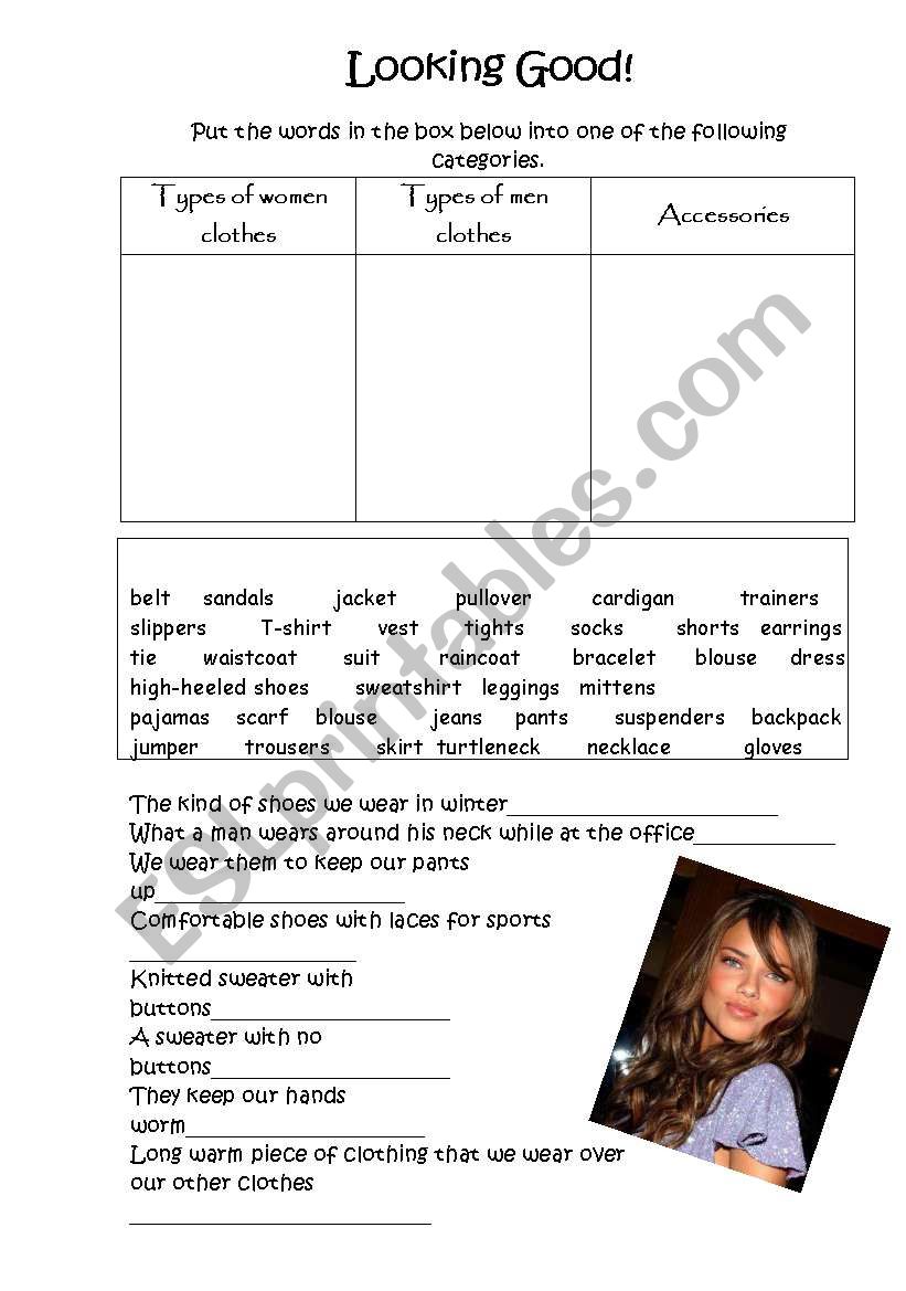 Clothes worksheet