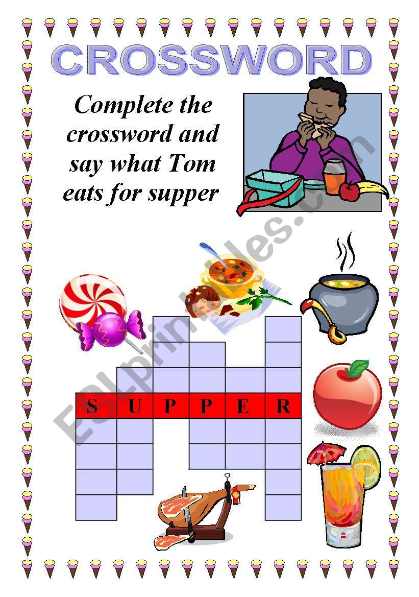 Supper crossword worksheet