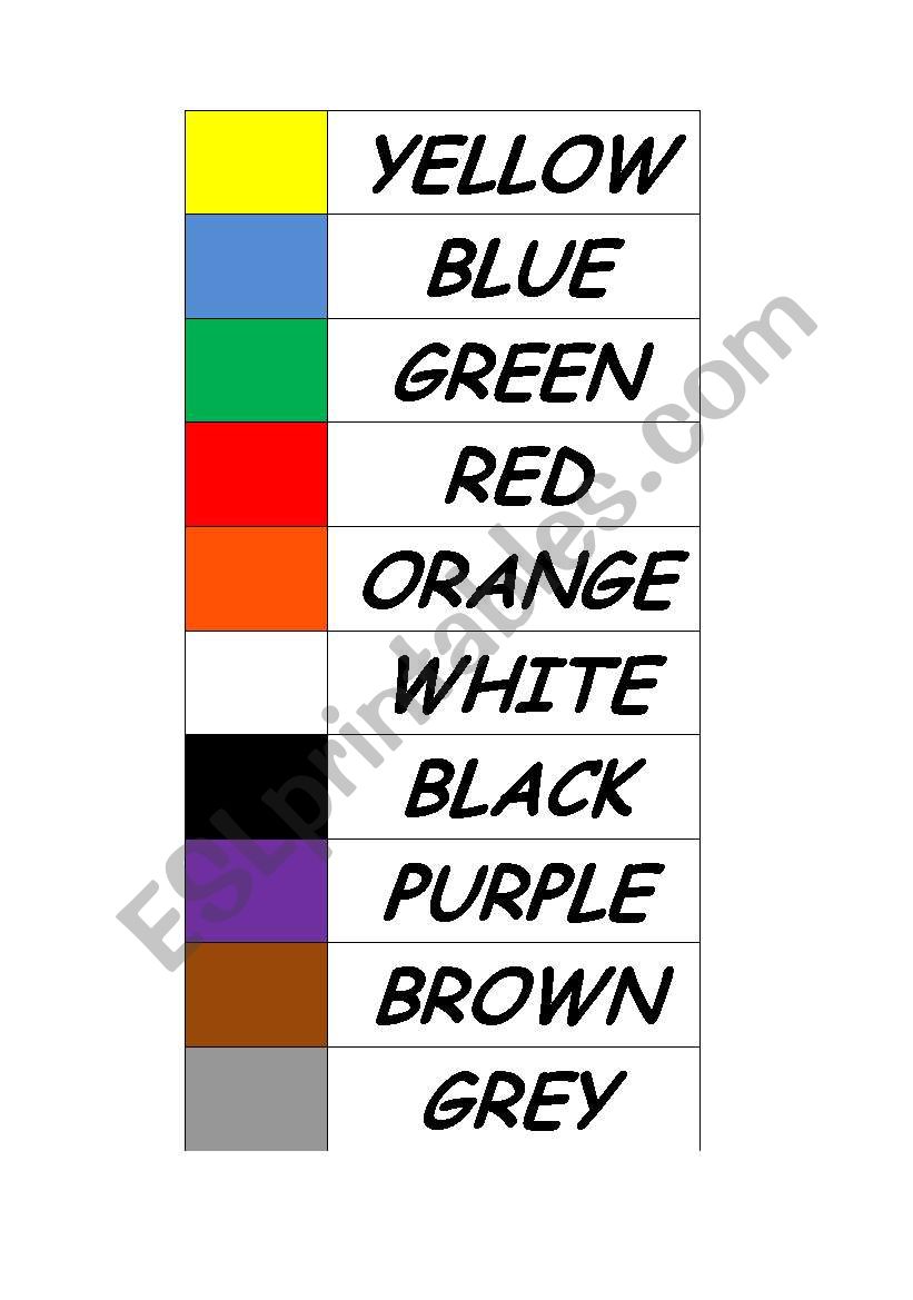 Colours worksheet