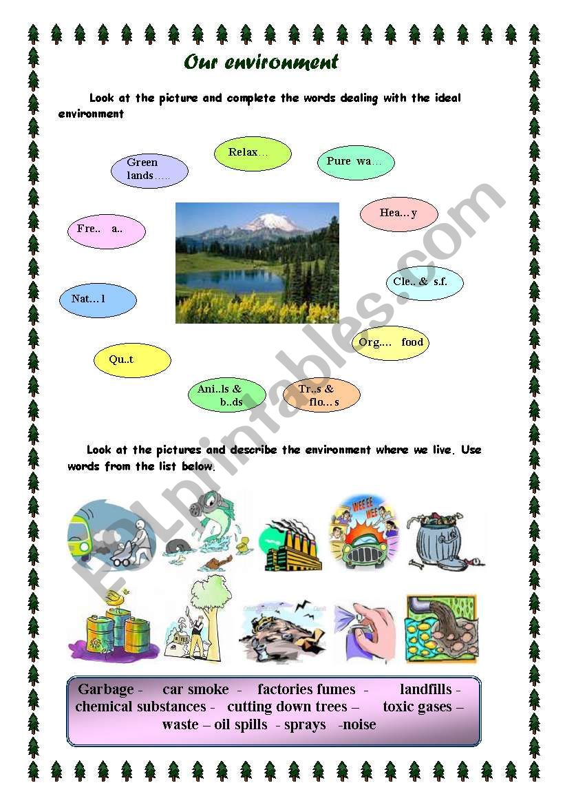 our environment worksheet