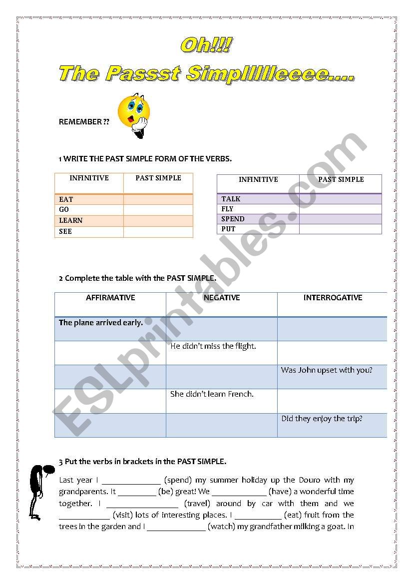 remenbering the past simple worksheet