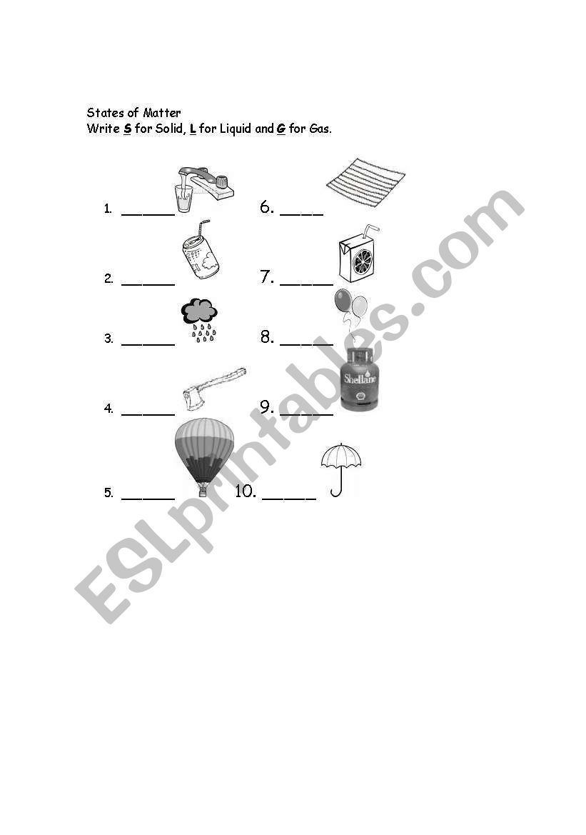 States of Matter (Solid, Liquid, Gas)