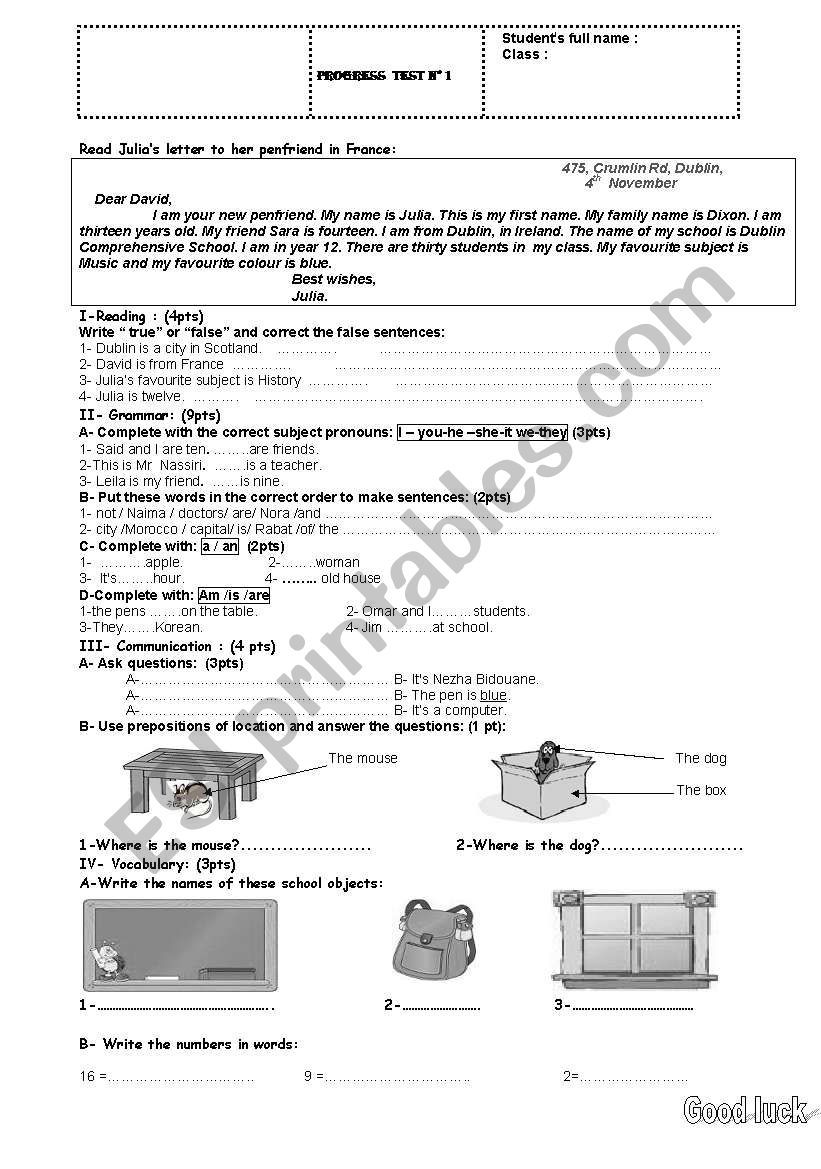 Test worksheet