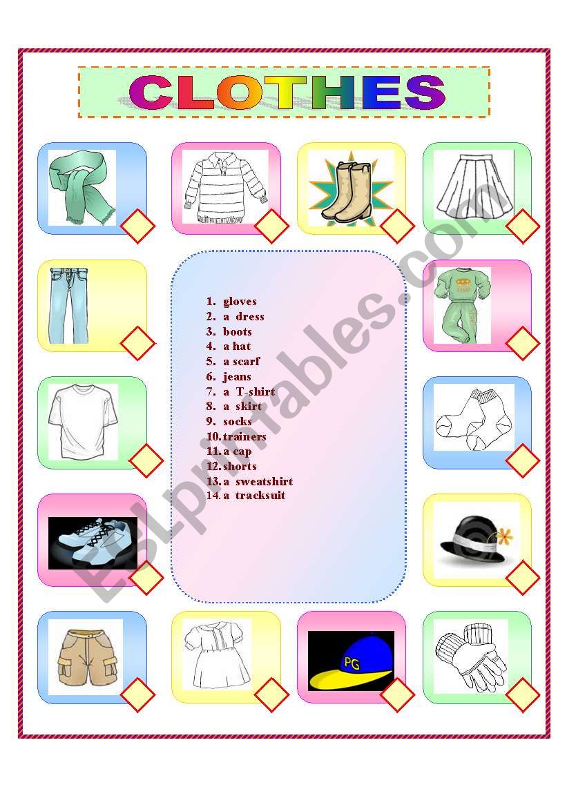 Clothes worksheet