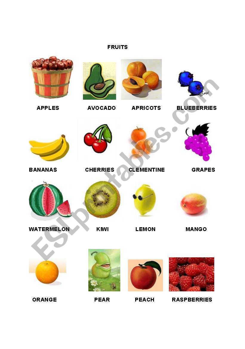 FRUITS worksheet