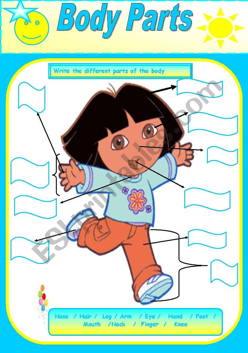 Body parts with Dora!  Hope you and your students like!