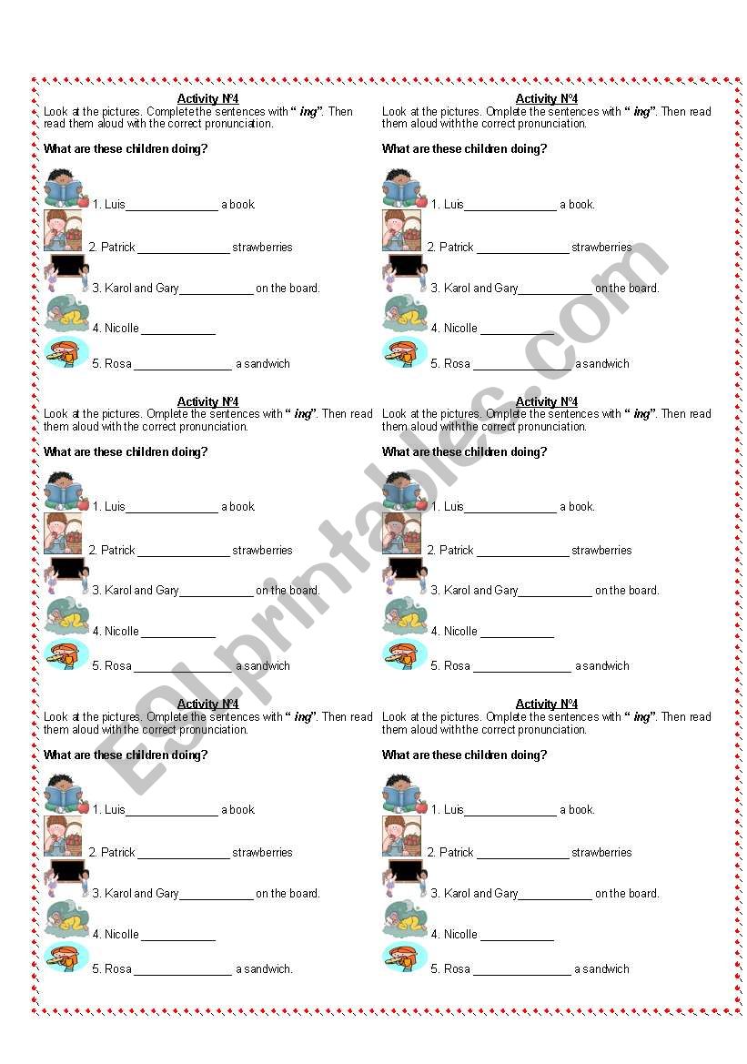 Present Continuous activity worksheet