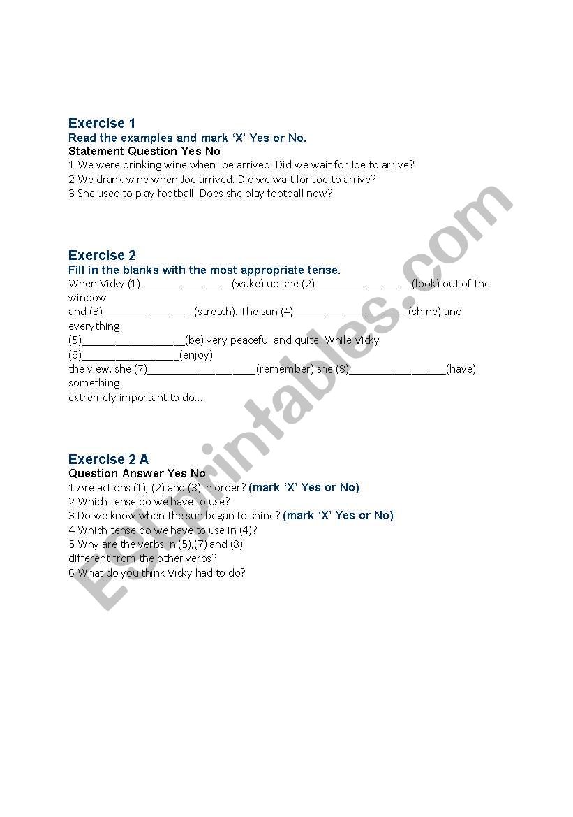 past continuous tense worksheet