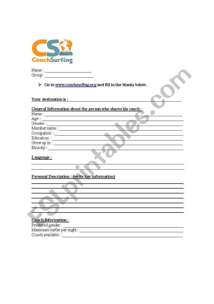 Internet activity worksheet