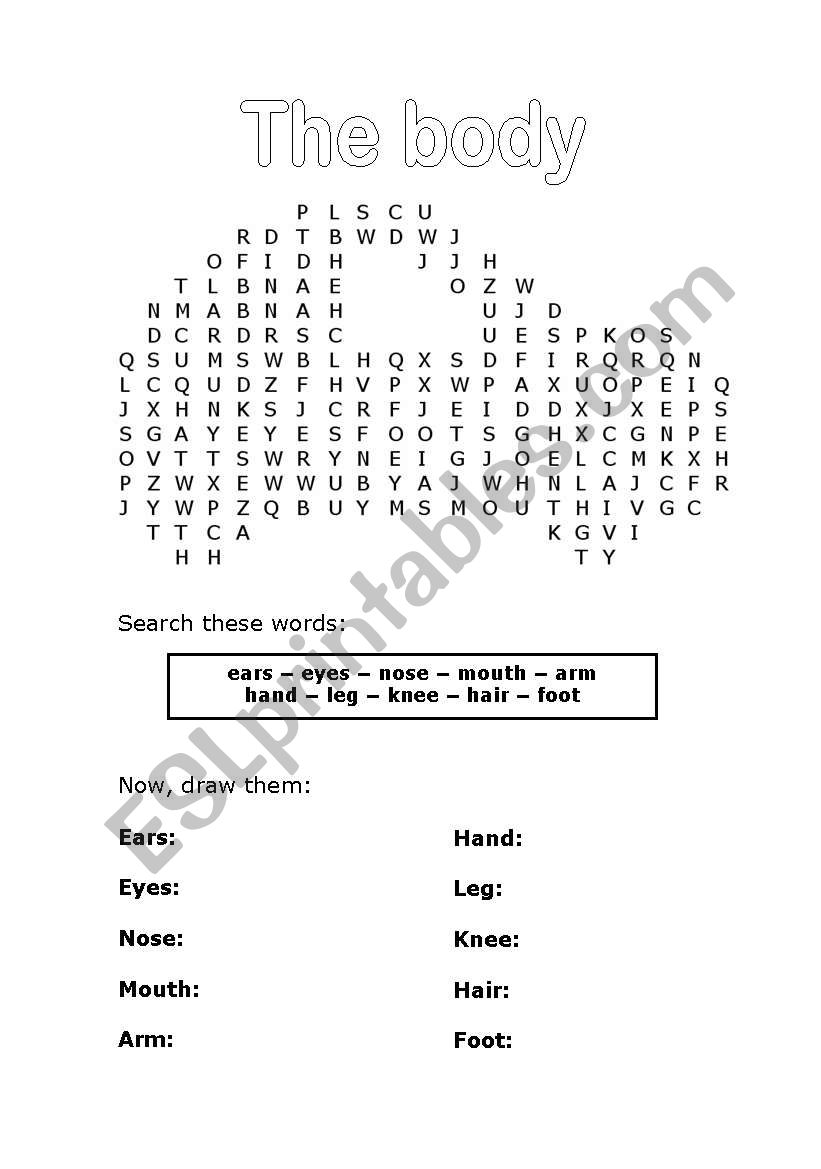 Body parts worksheet