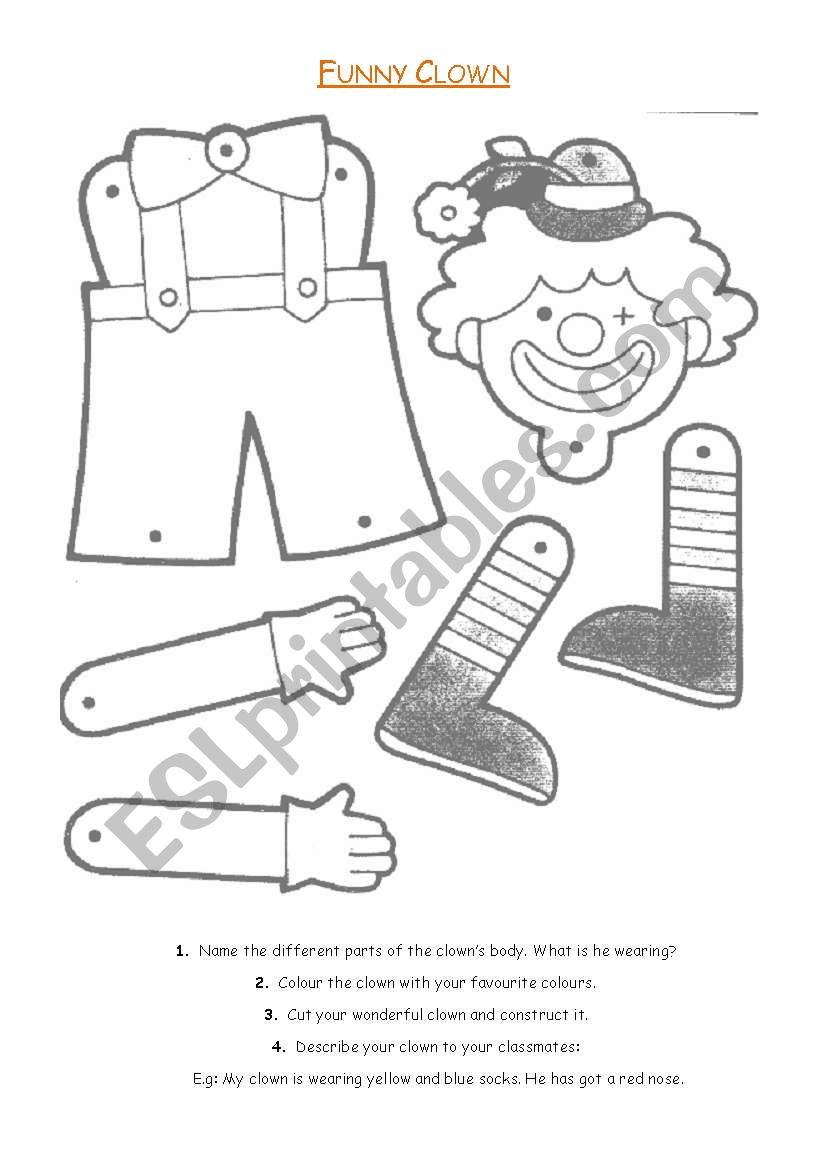 Clown - Carnival - Body Parts worksheet