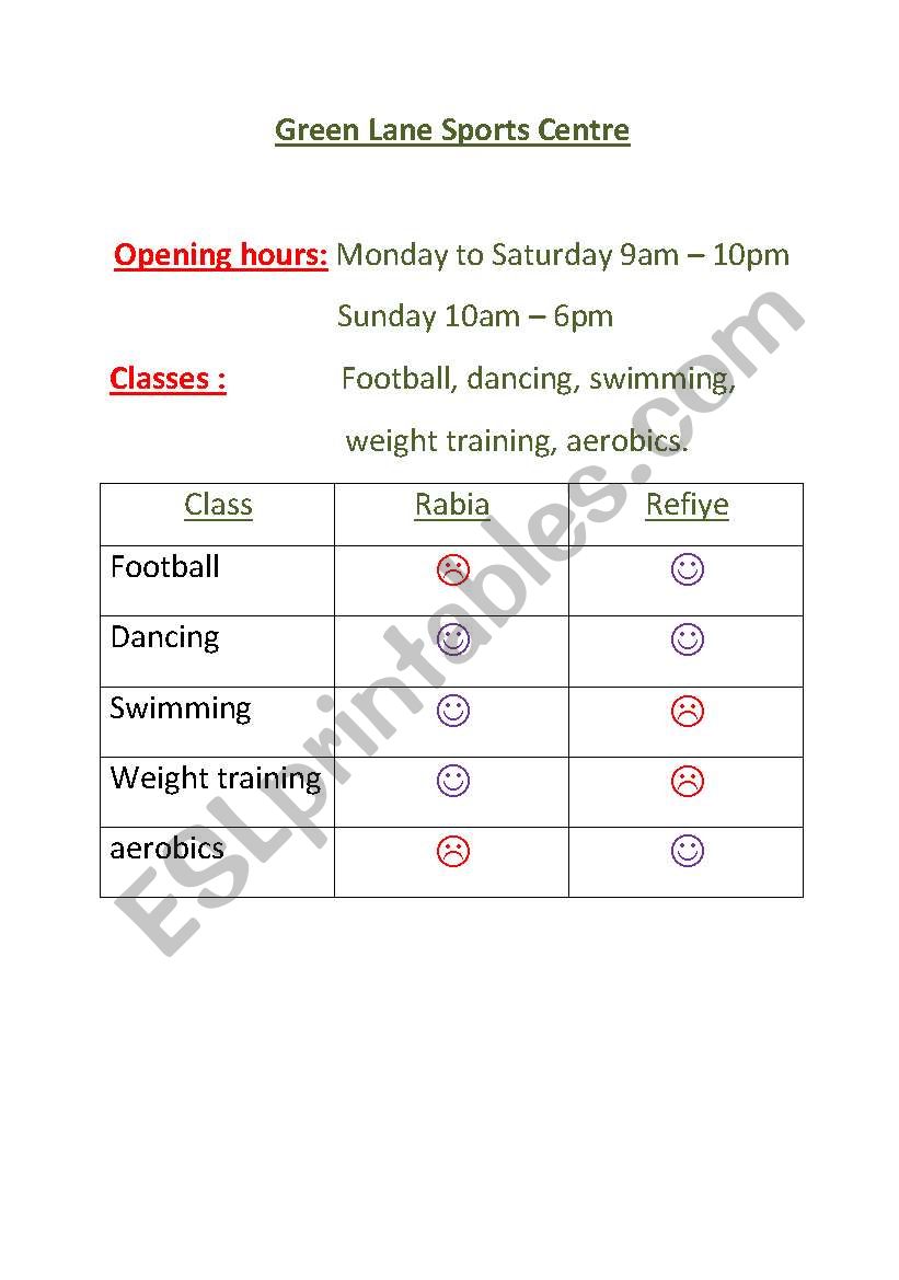 True/false reading activity on Sports Club (in conjuction with my Games lesson plan)