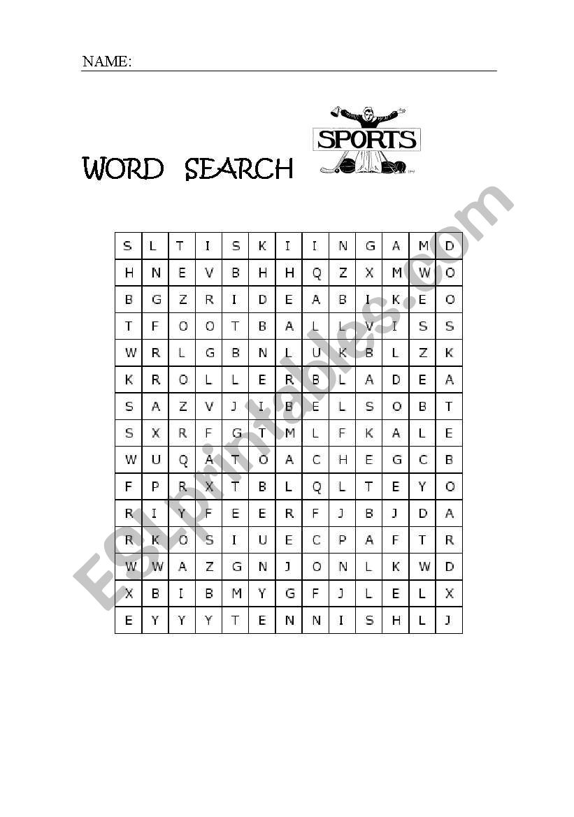 SPORTS WORD SEARCH worksheet