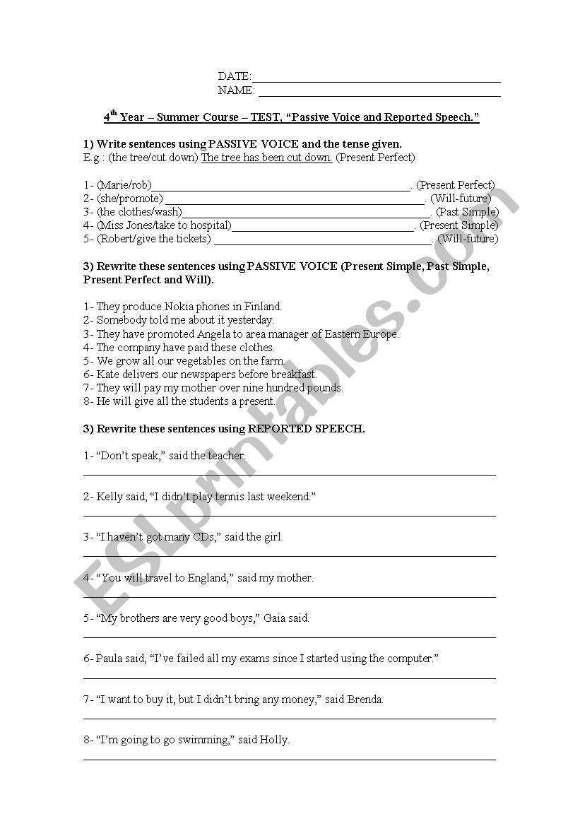 passive voice and reported speech exercises pdf passive voice and reported speech exercises pdf