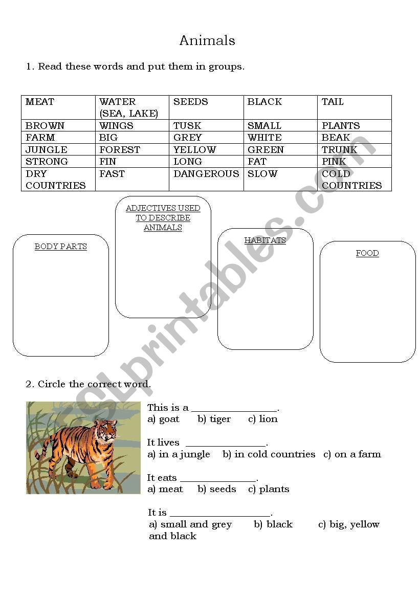 Animals 2 worksheet