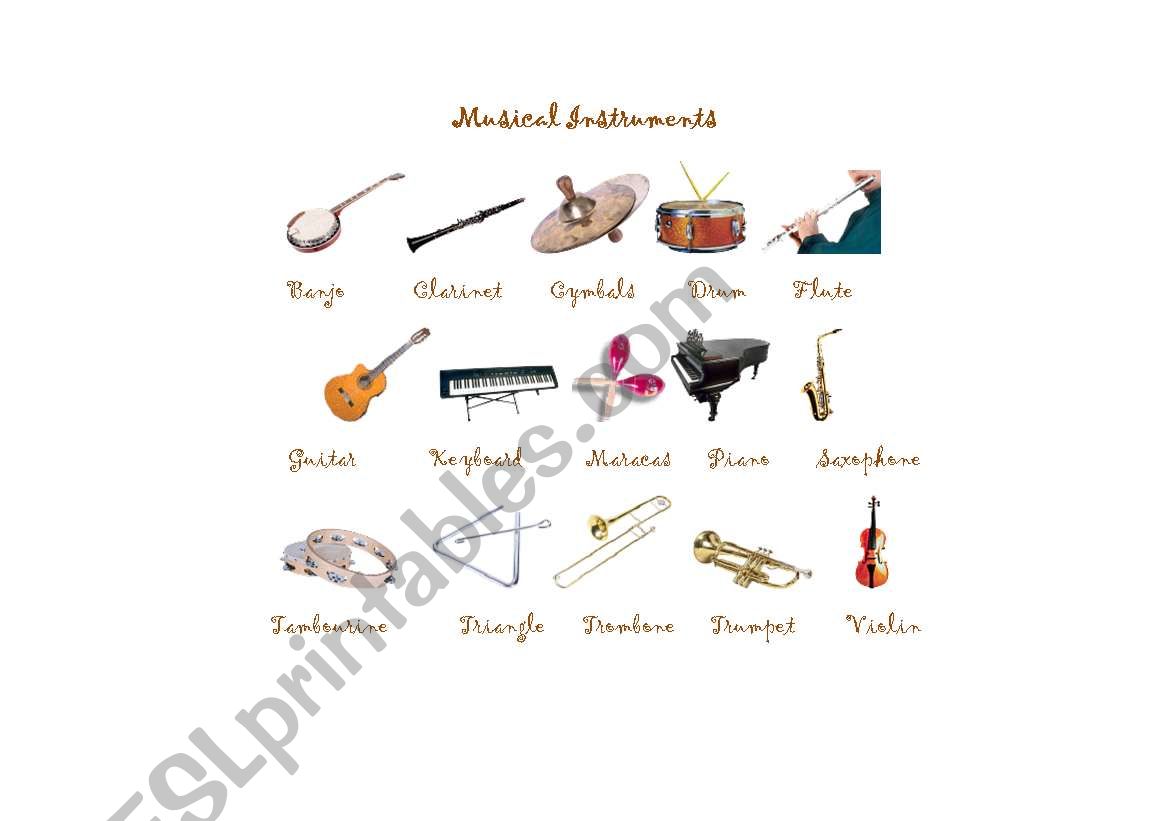 musical instruments worksheet