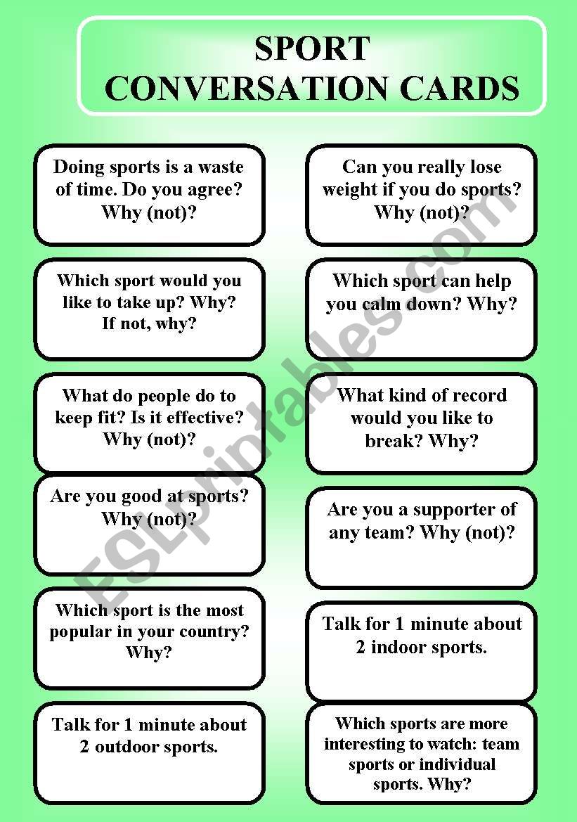Sport - conversation cards (editable)