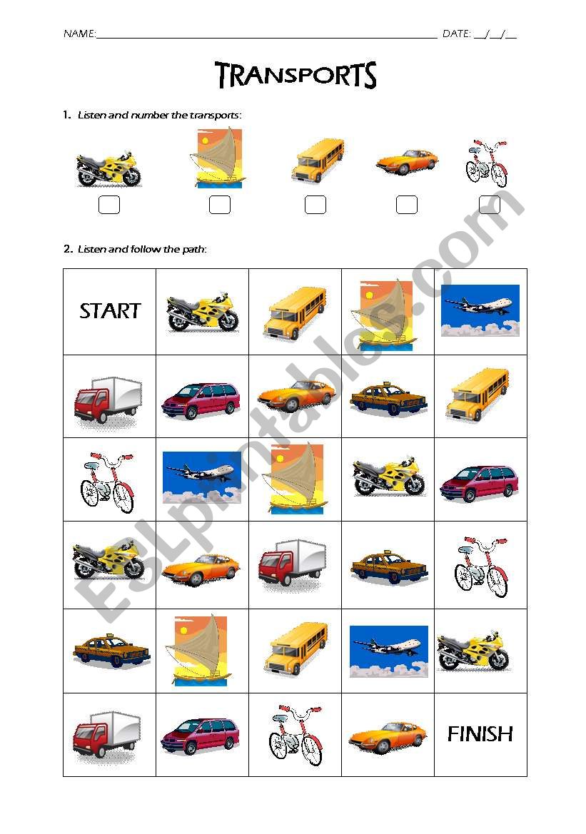 Transports worksheet worksheet