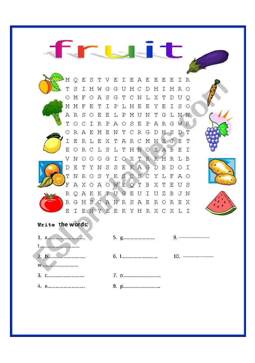 fruits worksheet