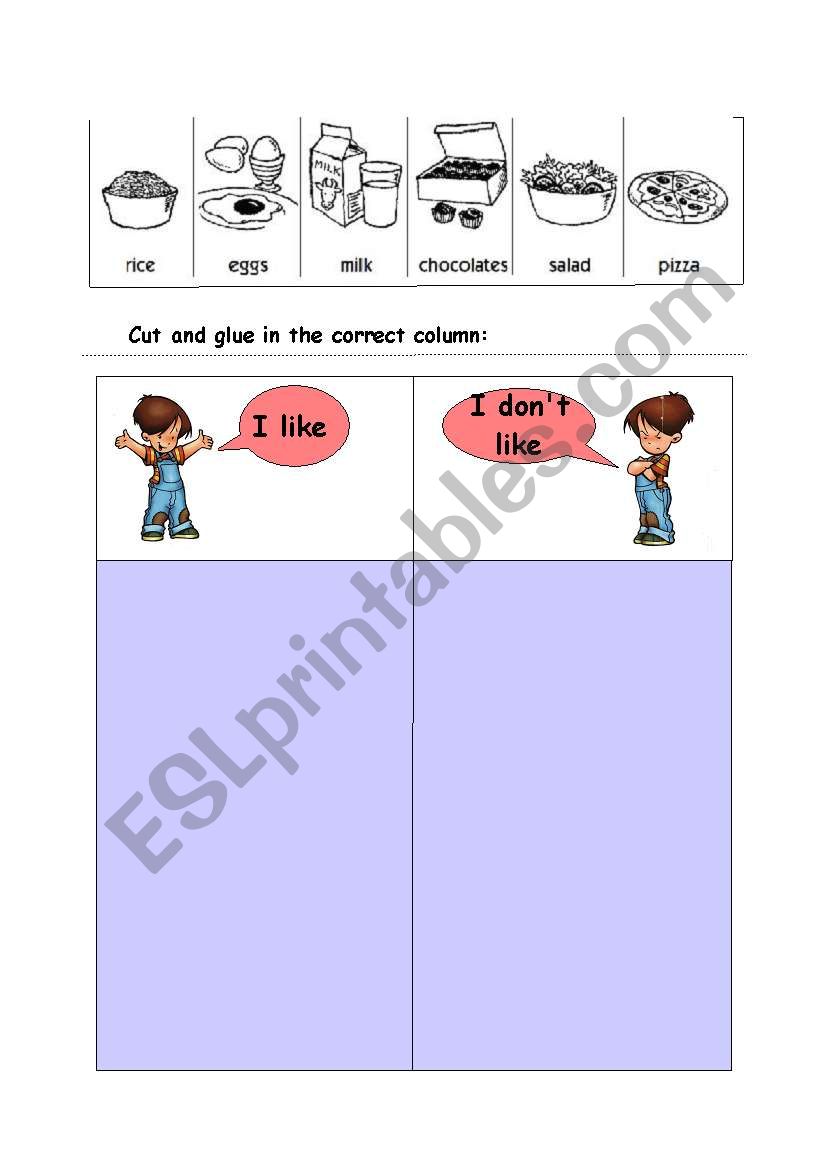 Likes and dislikes worksheet