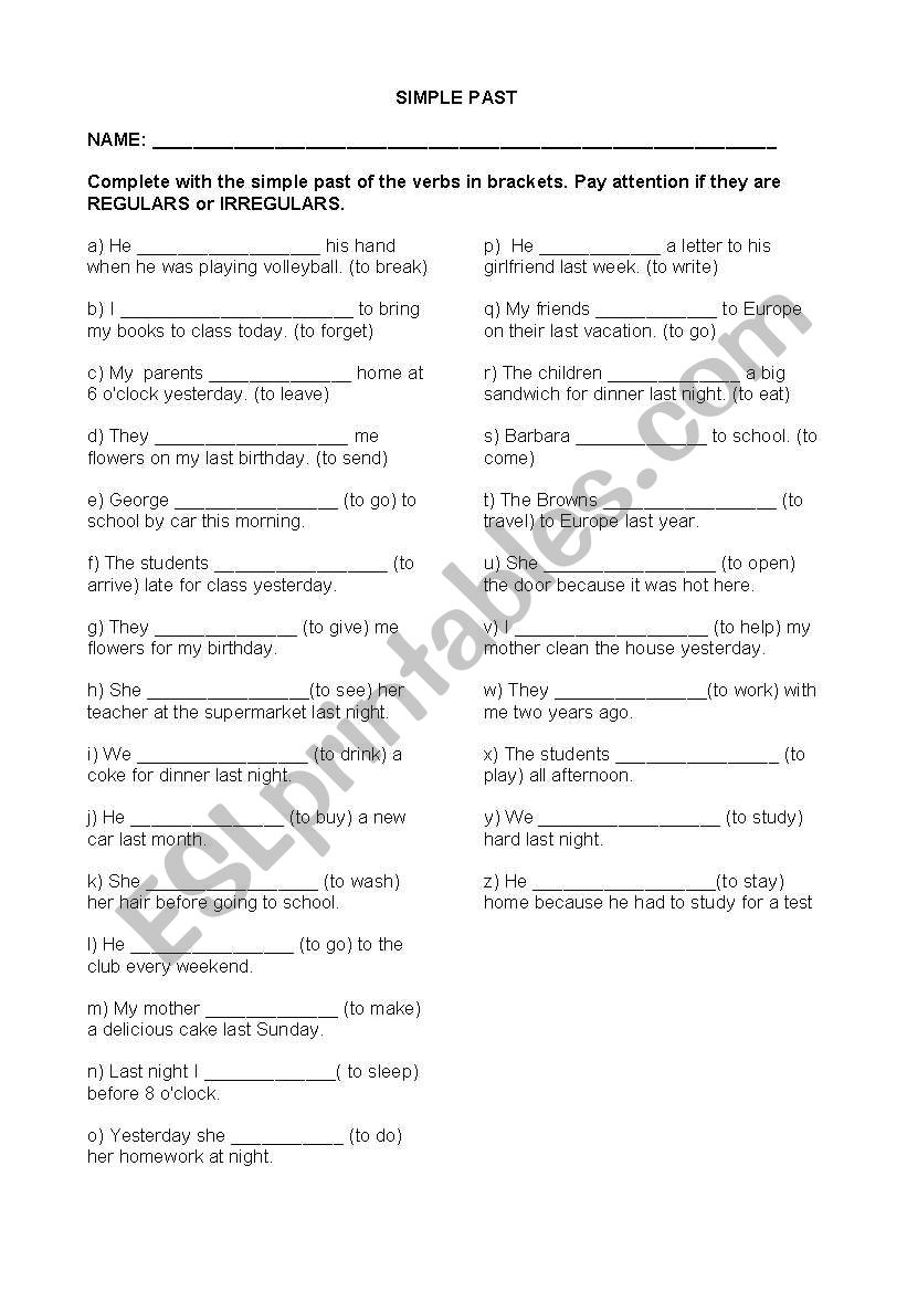 Simple Past worksheet