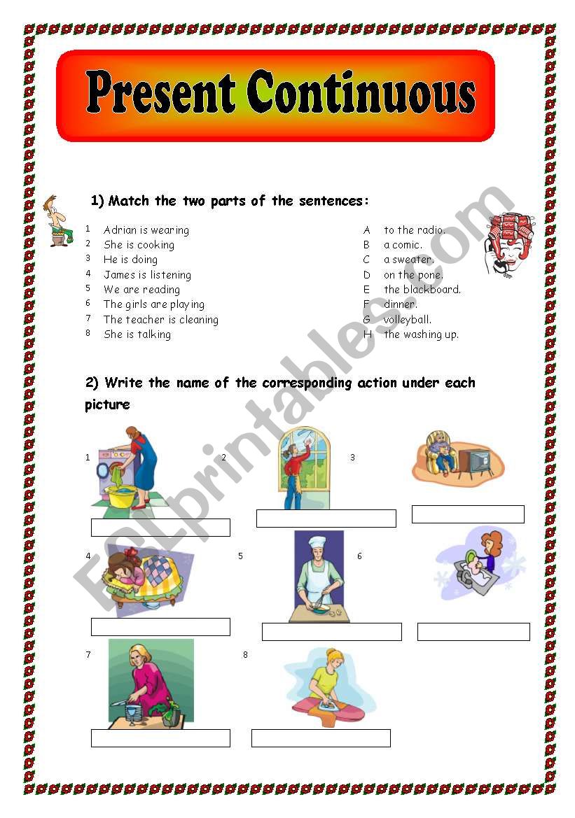 Present continuous worksheet