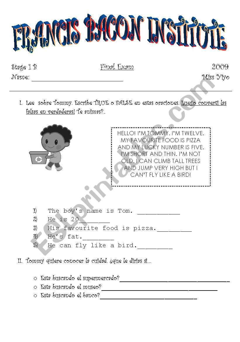 final exam  worksheet