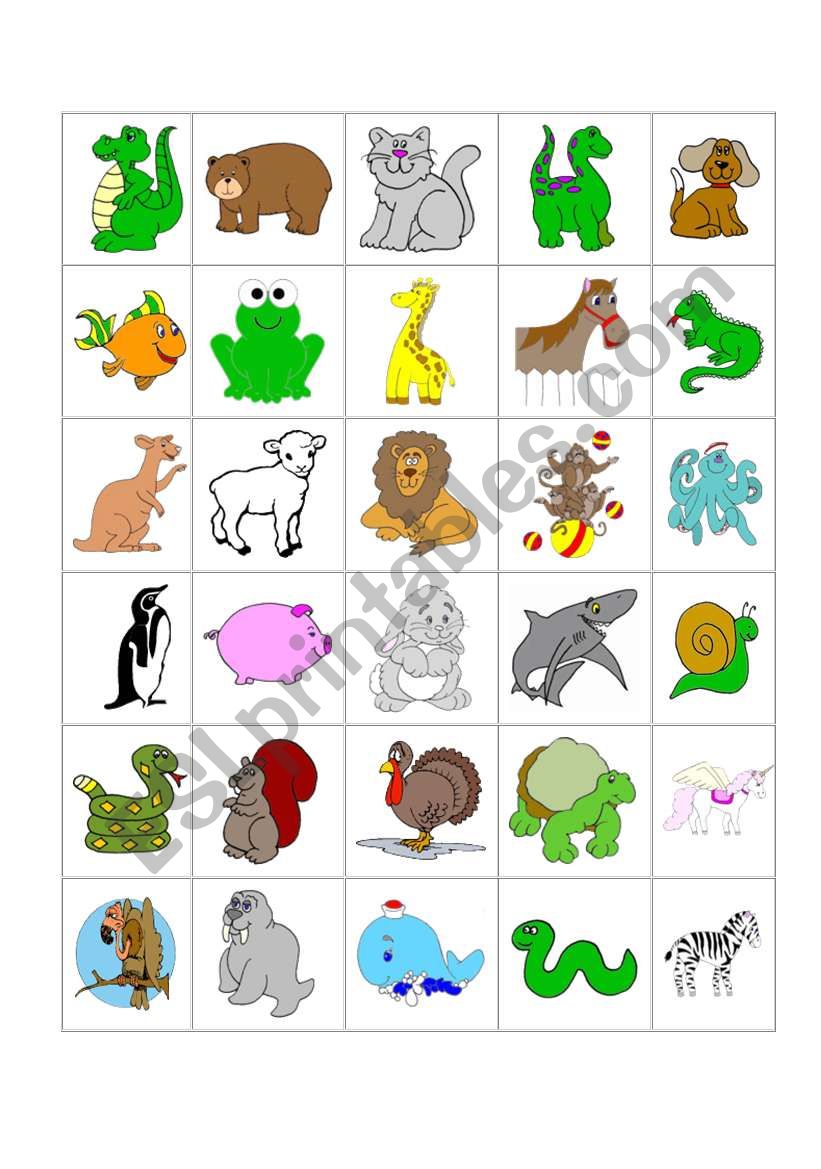 Bingo - Animals worksheet