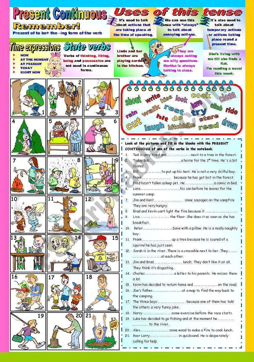 PRESENT CONTINUOUS TENSE ( B&W VERSION AND KEY INCLUDED)