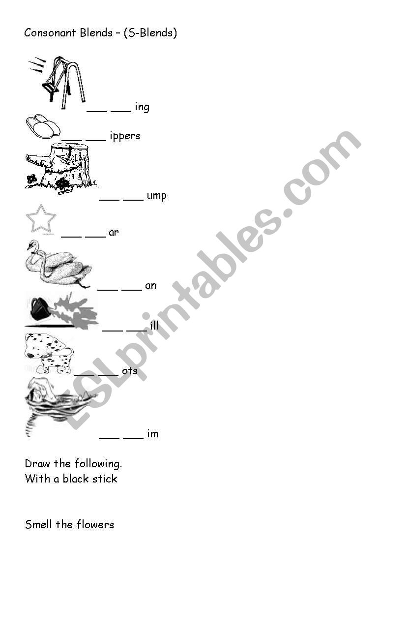 Consonant Blends (S-Blends) worksheet