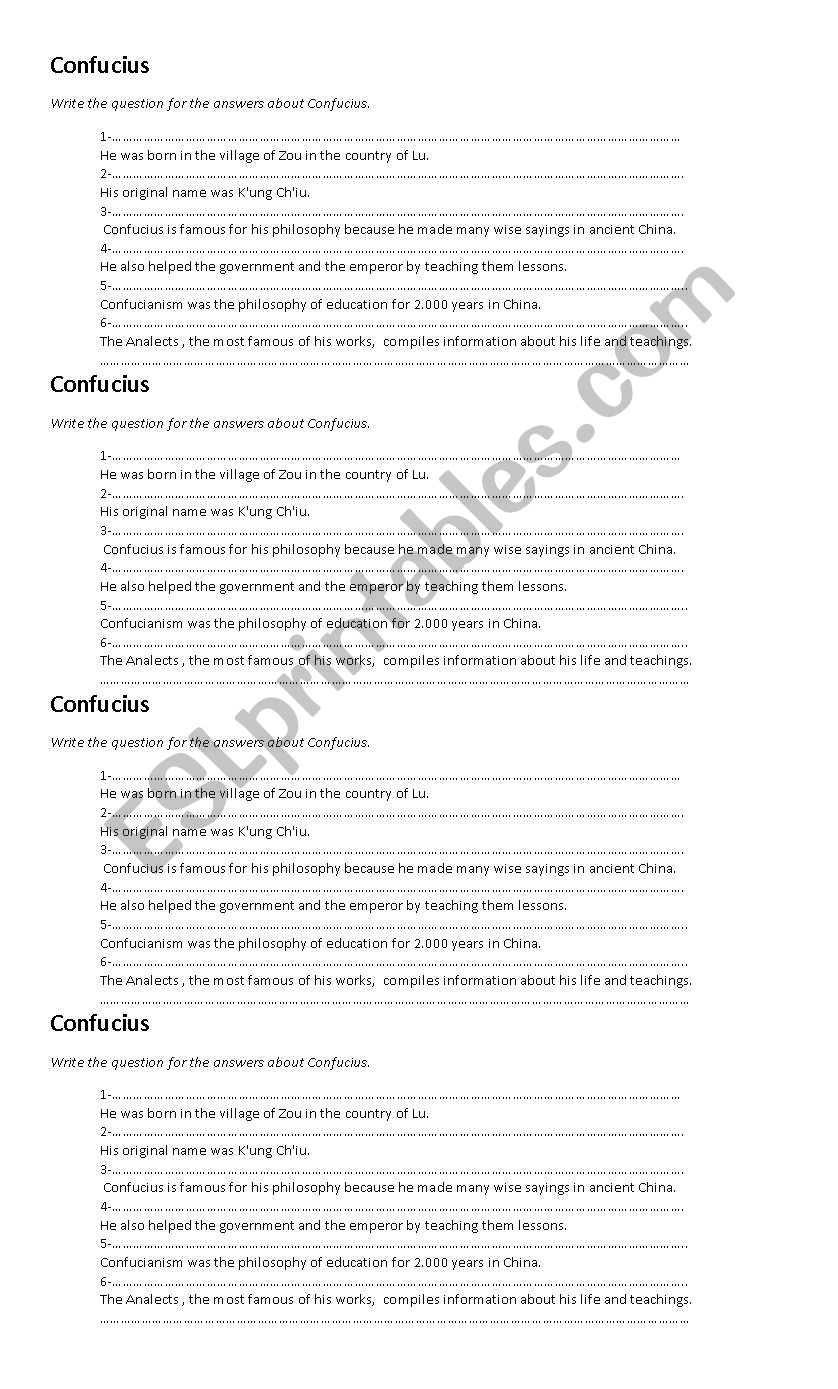 Confucius worksheet