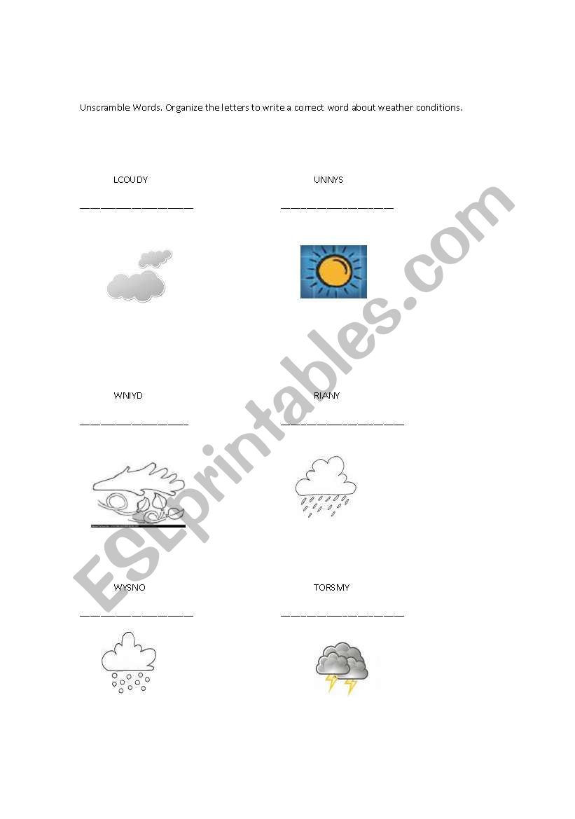 Unscramble Words worksheet
