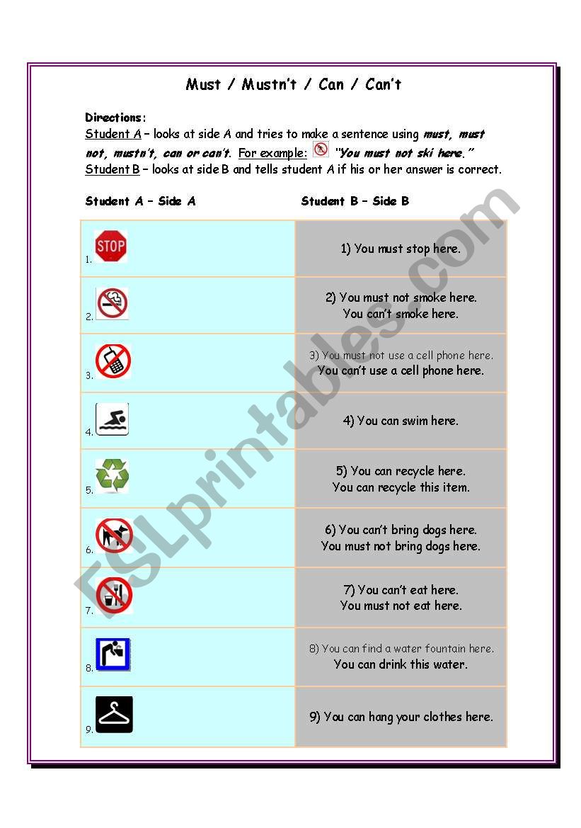 Signs & Symbols worksheet